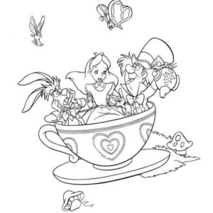 Алиса в стране чудес Алиса с друзьям в кружке чая