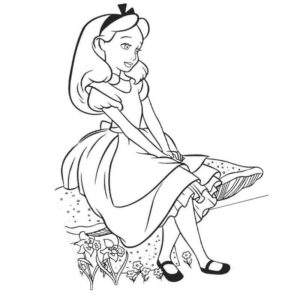 Алиса в стране чудес Алиса сидит на грибе