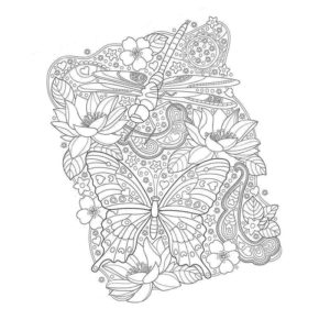 бабочка и стрекоза с цветами антистресс