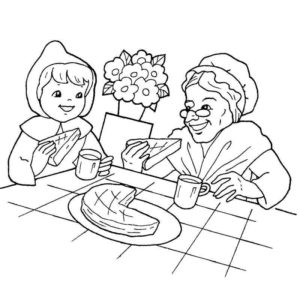 бабушка и внучка пьют чай