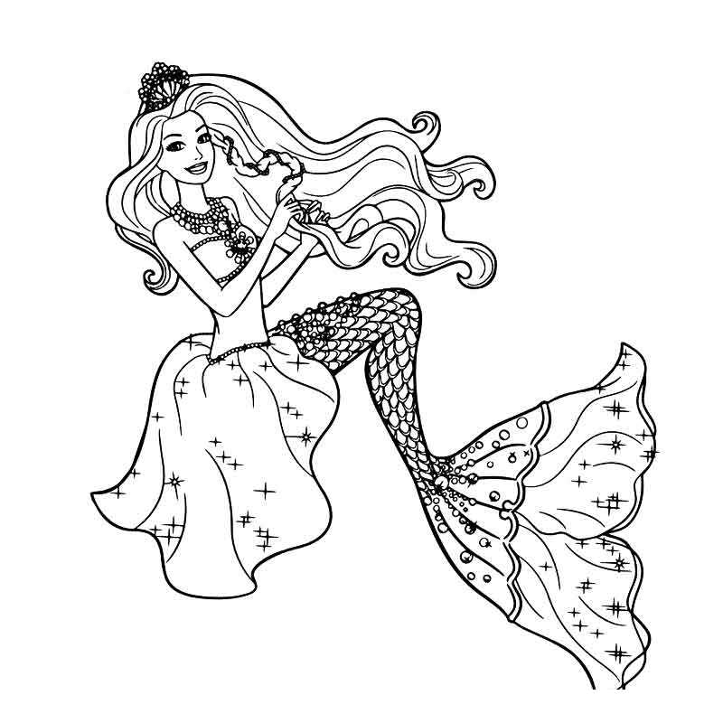 барби русалка Мерлия плетет косы