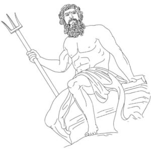 бог древней Греции Посейдон с три зубцом