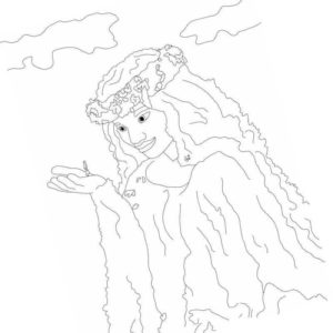 богиня Те Фити держит на руке Моану