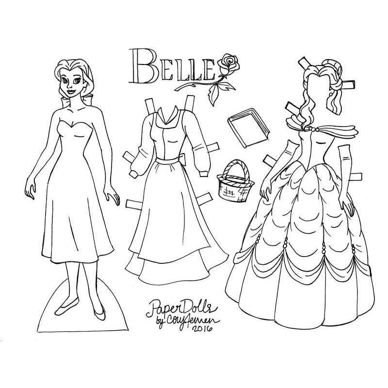 бумажная кукла Белль из Красавица и Чудовище