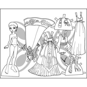 бумажная кукла и нарядные платья