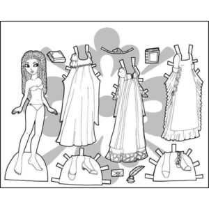 бумажная кукла и разные платья