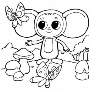 Чебурашка с бабочками
