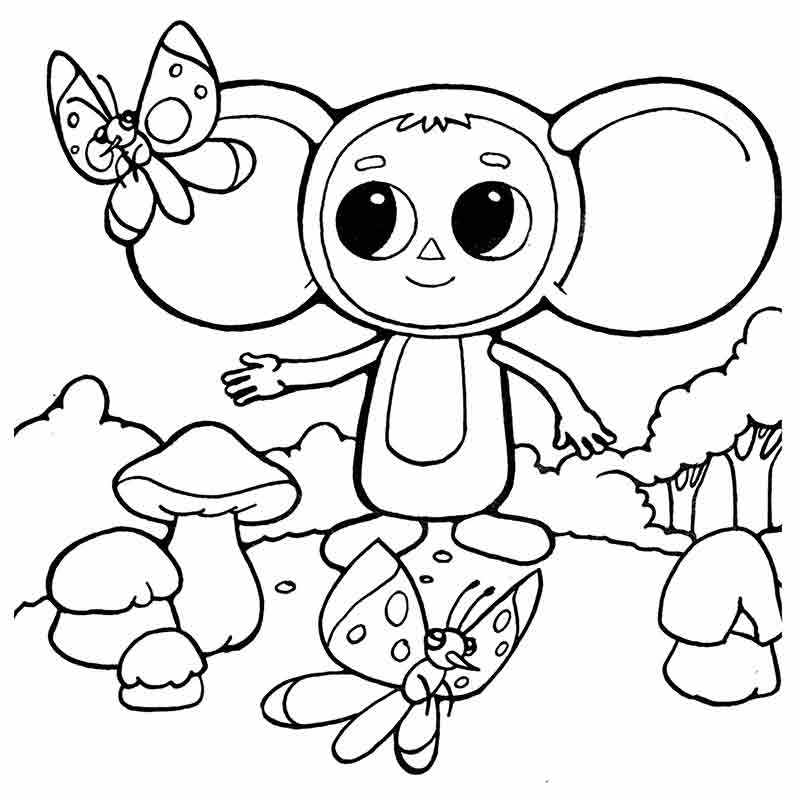 Чебурашка с бабочками