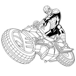 Человек паук на мотоцикле