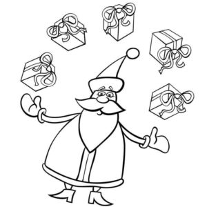 Дед мороз жонглирует подарками