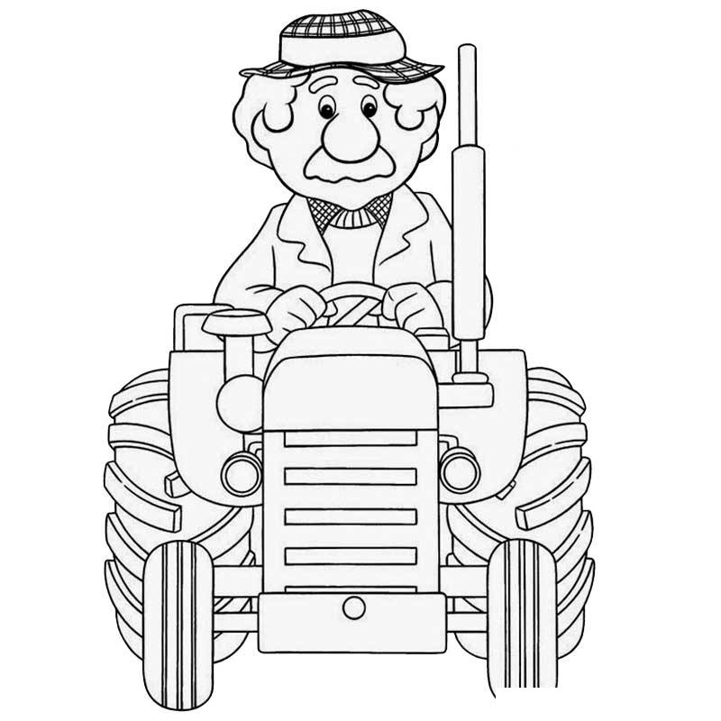 Дед на тракторе