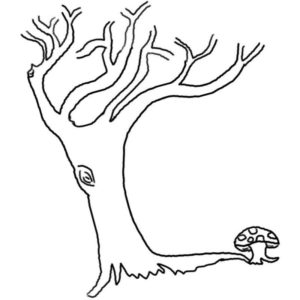 дерево без листьев и гриб