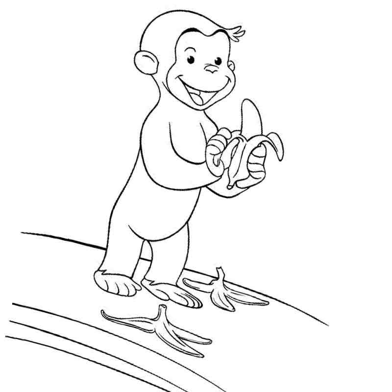детеныш обезьяны ест банан