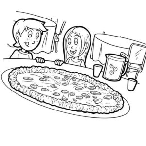 дети едят пиццу
