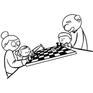 дети и взрослые играют в шахматы