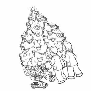 дети украшают новогоднюю елку