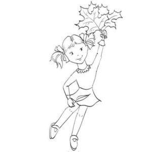 девочка держит осенние листья
