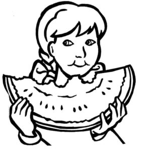 девочка ест арбуз