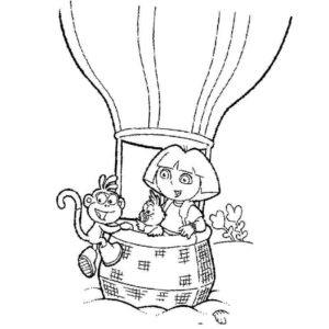 девочка с обезьяной и попугаем на воздушном шаре