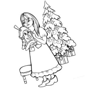 девочка с щелкунчиком возле елки