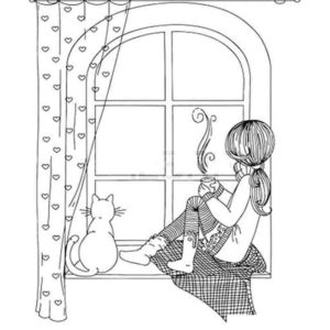 девочка смотрит в окно