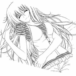 девушка аниме и ее длинные волосы