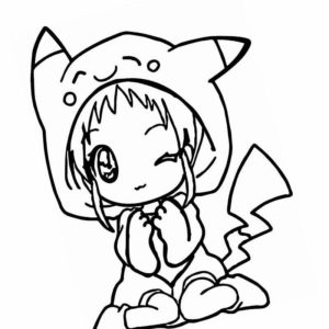 девушка аниме в шапке покемона