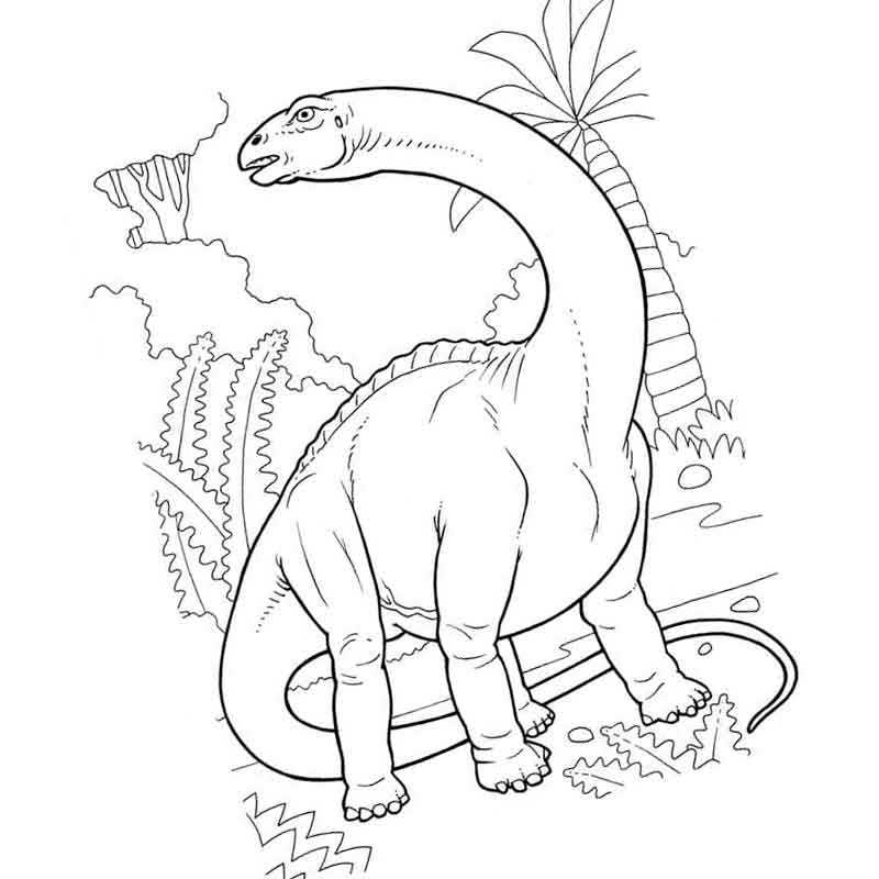 динозавр среди пальм