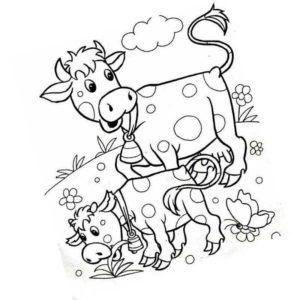 домашние животные корова с теленком