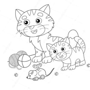 домашние животные кошка и котенок