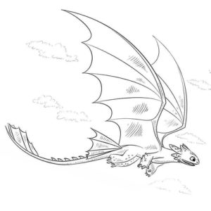 дракон Беззубик летает в небе