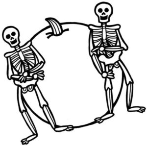 два скелета и большая тыква