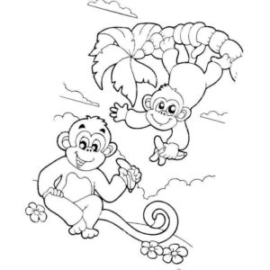 две обезьянки едят бананы