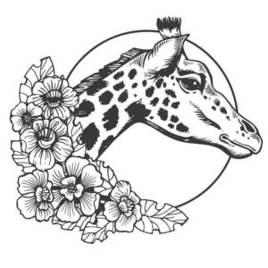 Голова жирафа с цветами