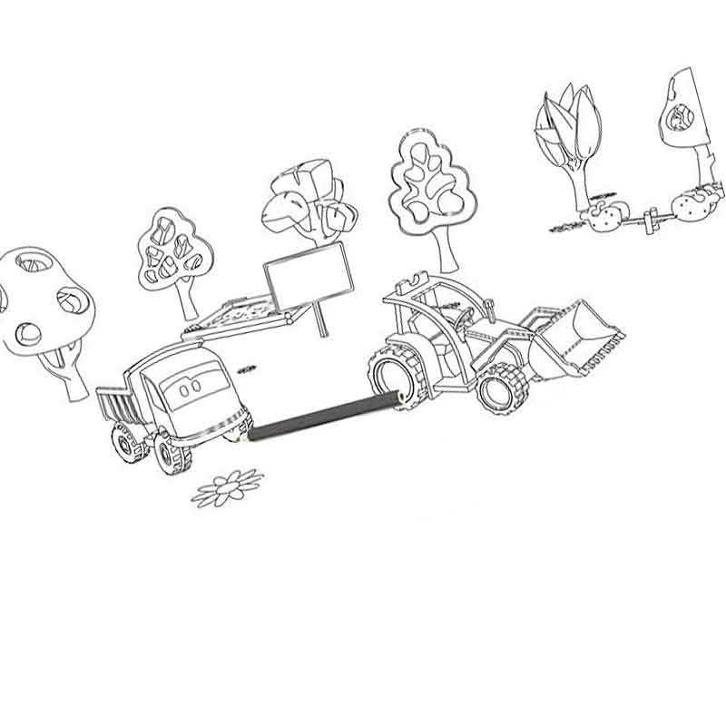 Грузовичок Лева и трактор на детской площадке