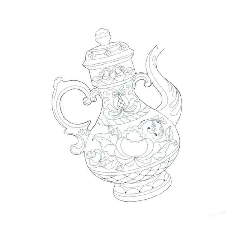 Гжельская роспись чайник