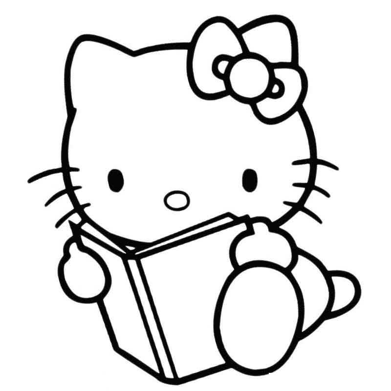 Hello kitty читает книгу