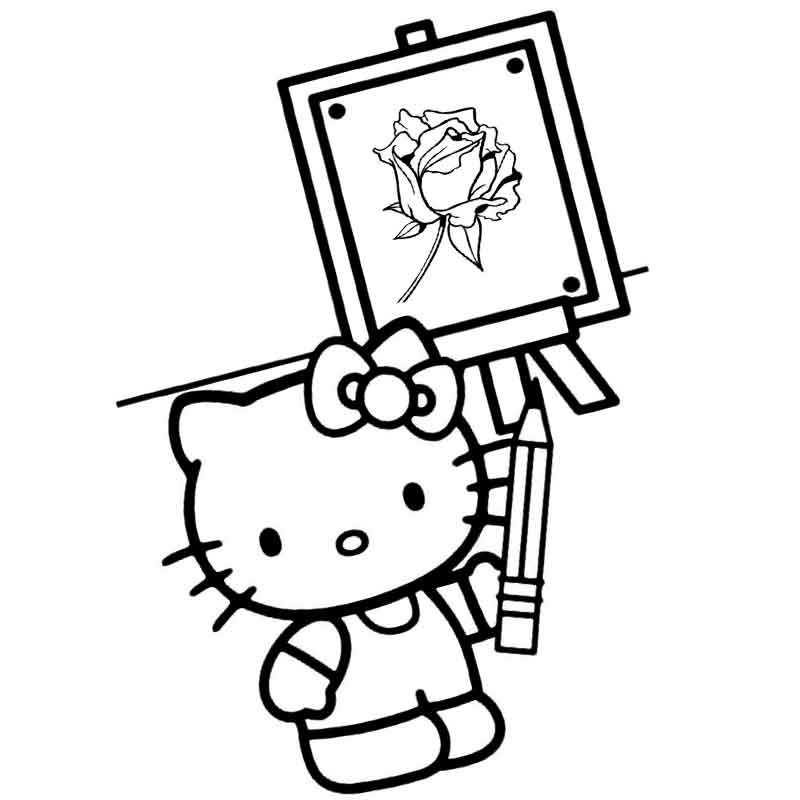 Hello kitty рисует картину