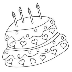 именинный торт с четырьмя свечками