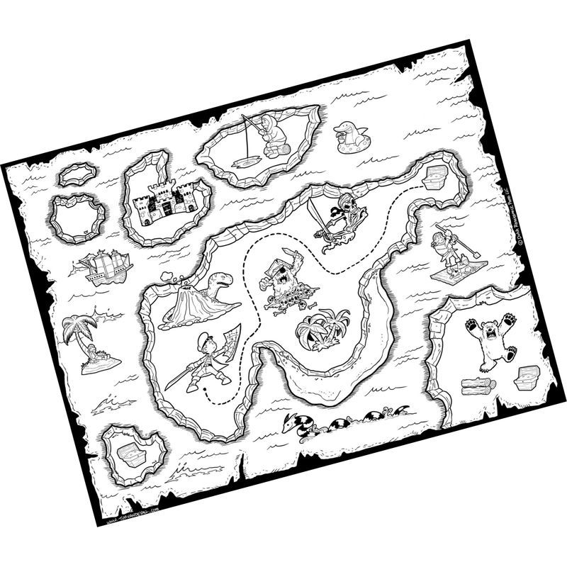 Раскраска карта сокровищ опасного острова 😻 распечатать бесплатно