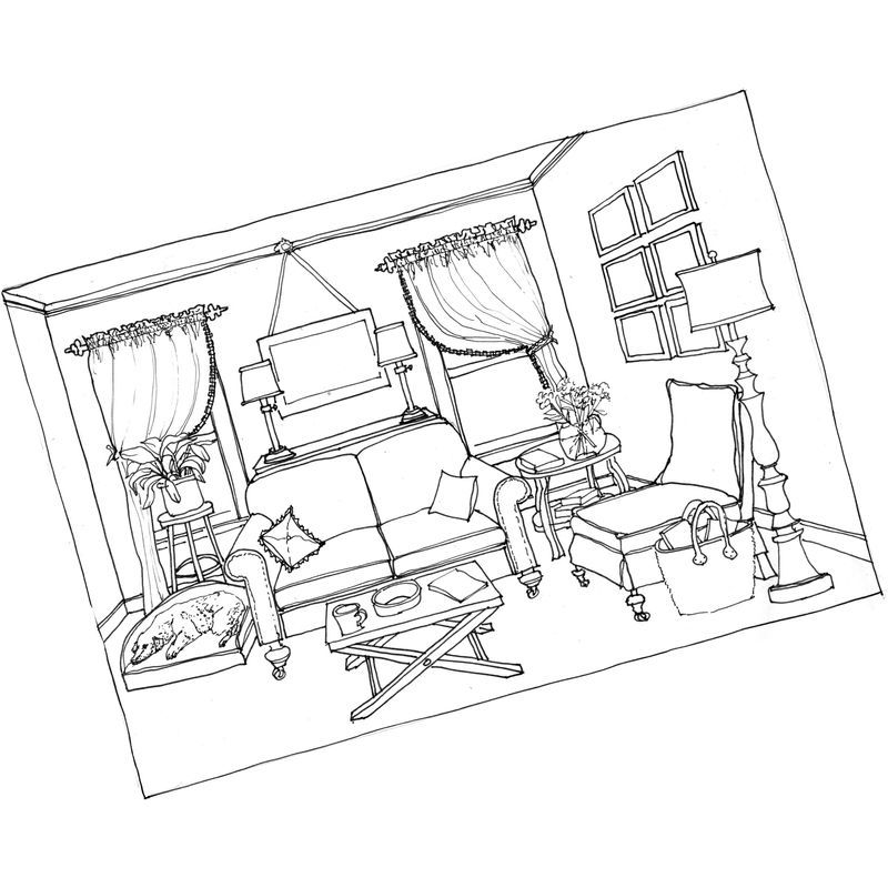 Рисунок на тему интерьер комнаты (49 фото)