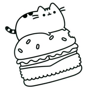 Кавайный котик на гамбургере