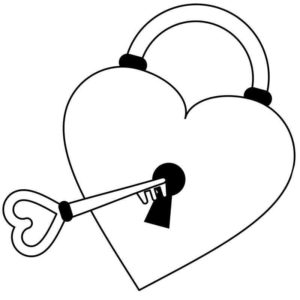 Ключ и замок в виде сердца