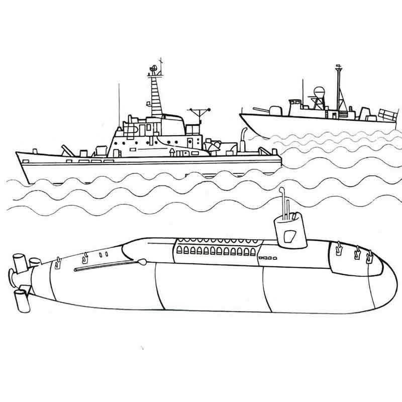 Корабли и подводная лодка
