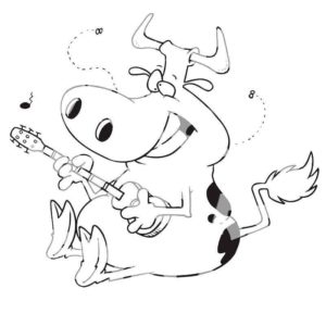 корова с музыкальным инструментом