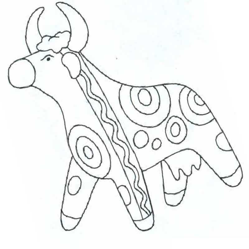 Раскраска дымковская игрушка лошадка для детей распечатать