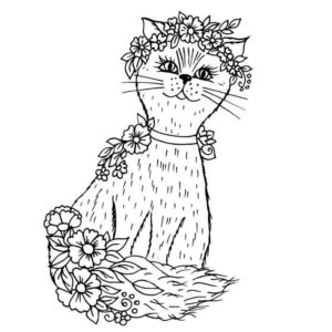 Кошка антистресс с цветами