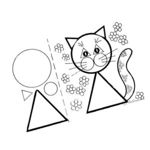 кошка из геометрических фигур