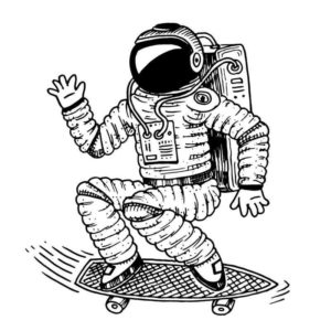 Космонавт на скейте в праздник