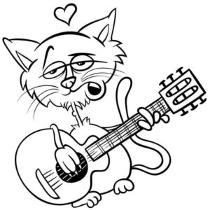 Кот играет на гитаре